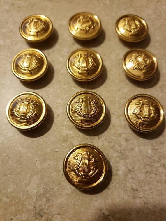 Vintage Buttons/vintage Gold Harp Buttons/vintage Gold Etsy