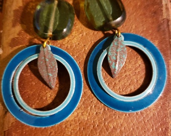 Bespoke Earrings*Handcrafted Dangle Earrings*Upcycled Dangle Earrings*Unique Dangle Earrings*One of A Kind Earrings*Designer Earrings