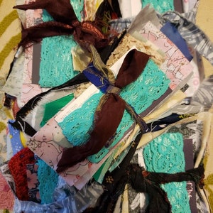 Salvaged Textile Junk Pack*Vintage Scraps Recycled Fabric Scraps, Lace Scraps and Trims