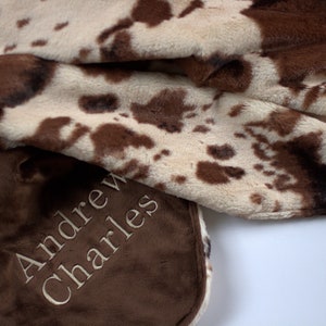 Minky Baby Boy or Girl Blanket Personalized, Pony/Cowhide Nursery Bedding, Personalized Western Minky Blanket, Baby Blanket