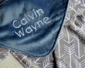 Personalized Baby Blanket, Baby Boy or Girl Blanket, Monogrammed Blanket, Arrow Baby Blanket, Personalized Minky Baby Blanket, Baby Boy Gift