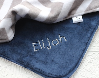 Personalized Baby Blanket, Boy Minky Blanket, Boy Baby Blanket, Chevron Minky Blanket, Boy Chevron Blanket, Minky Baby Blanket, Baby Gift