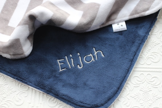 Personalized Baby Blanket, Boy Minky Blanket, Boy Baby Blanket, Chevron Minky Blanket, Boy Chevron Blanket, Minky Baby Blanket, Baby Gift