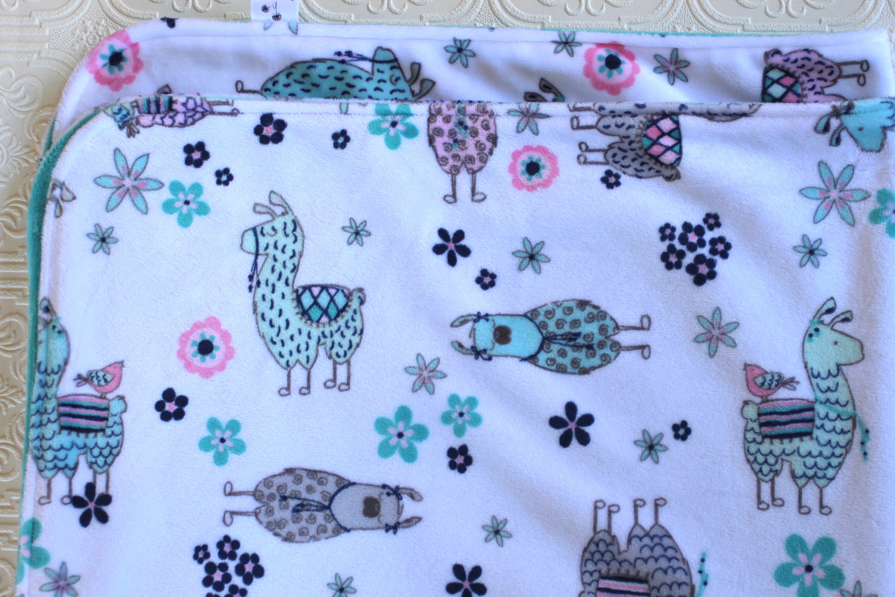 Llama Baby Blanket Personalized Baby Girl Blanket With Name Etsy