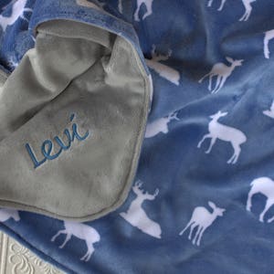 Blue Boy Baby Blanket,  Personalized Baby Blanket, Deer Baby Blanket, Baby Name Blanket, Monogrammed Blanket, Personalized Baby Gift