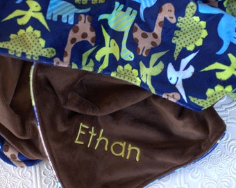 Baby Blankets Personalized, Minky Baby Blanket, Baby Boy Blanket, Dinosaur Minky Blanket , Minky Baby Blanket, Monogrammed, Baby Boy Gift