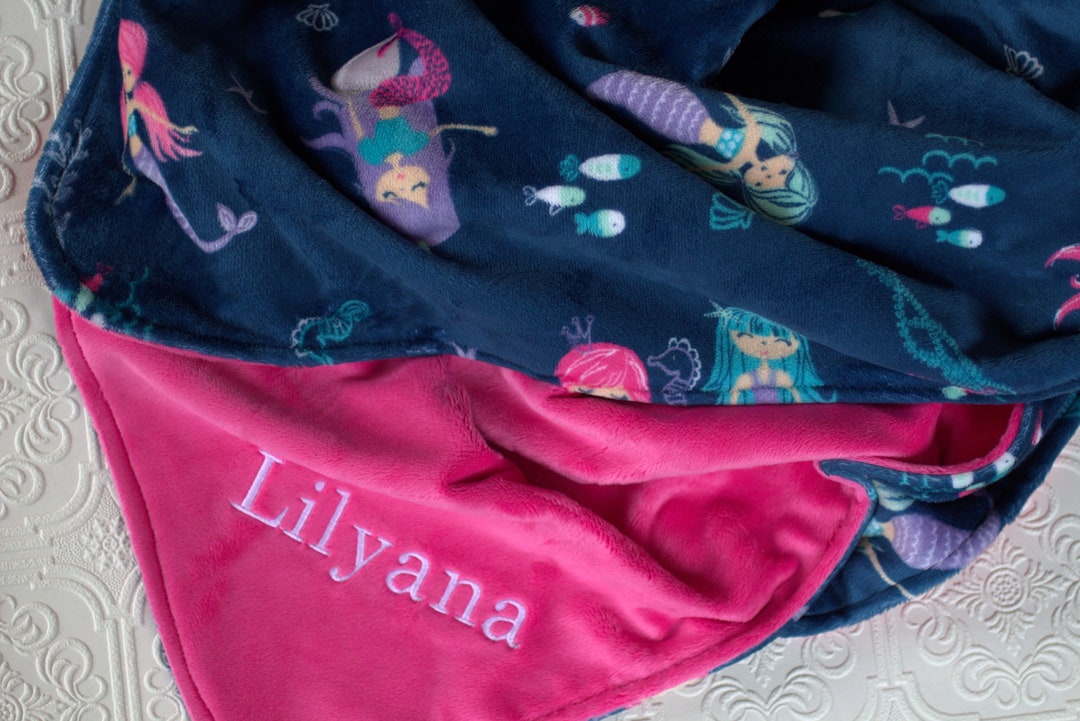 Mermaid Baby Girl Blanket, Personalized Baby Blanket, Mermaid Baby Girl