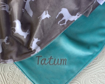Baby Blankets,  Personalized Baby Blanket with Name, Baby Blankets Personalized, Baby Name Blanket, Gray Deer, Monogrammed Baby Blanket