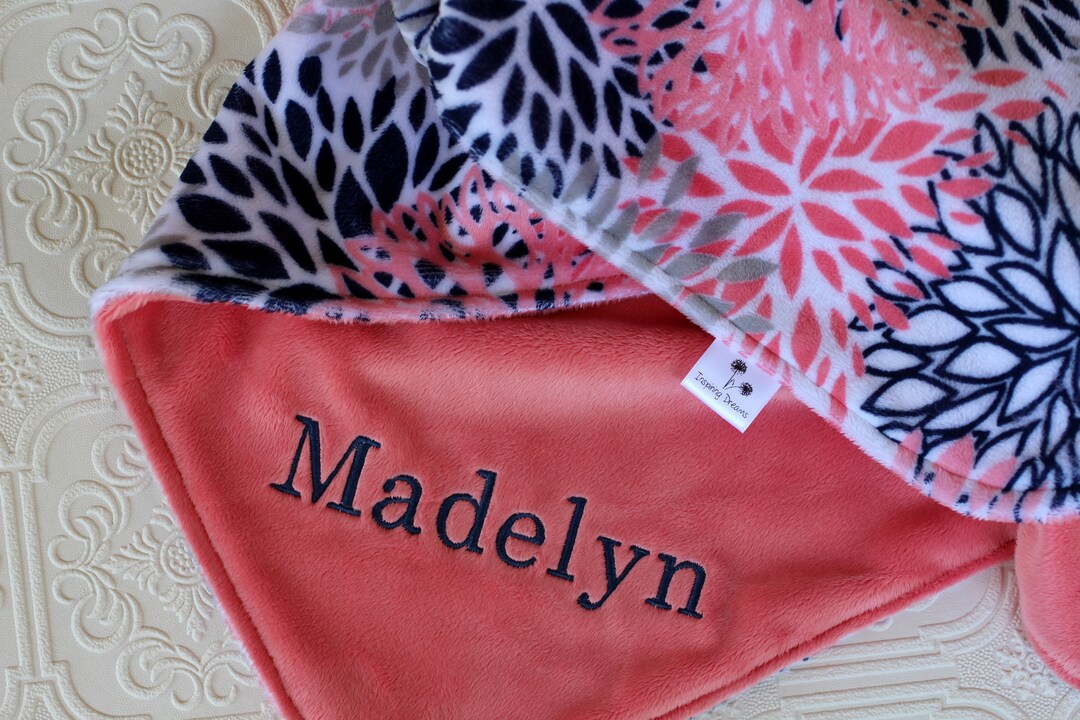 Personalized Baby Girl Blanket, Minky Baby Blanket, Baby Girl Minky Blanket, Monogrammed Blanket
