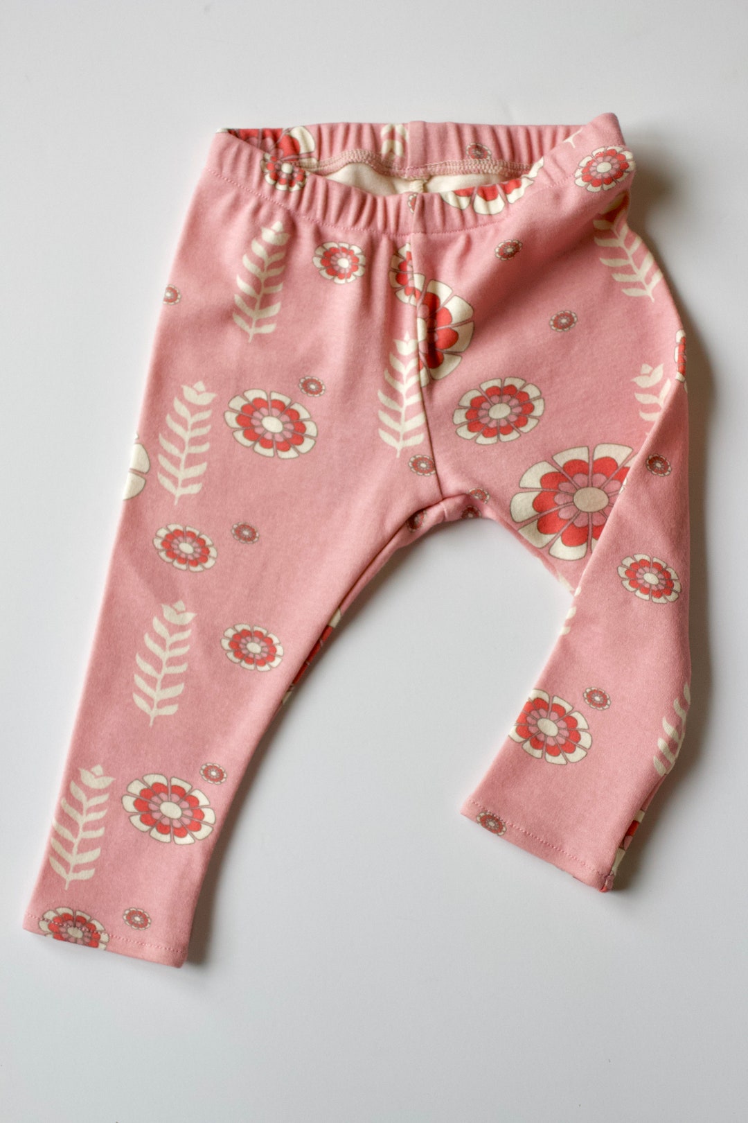Pink Floral Baby Leggings, Organic Baby Clothes, Baby Leggings