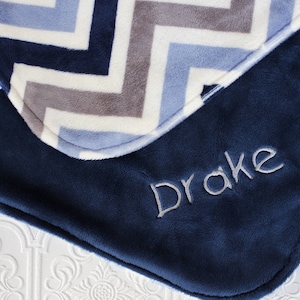 Baby Boy Blanket Personalized, Baby Blanket with Name, Chevron Baby Blanket, Personalized Chevron Baby Blanket , Personalized Minky Blanket