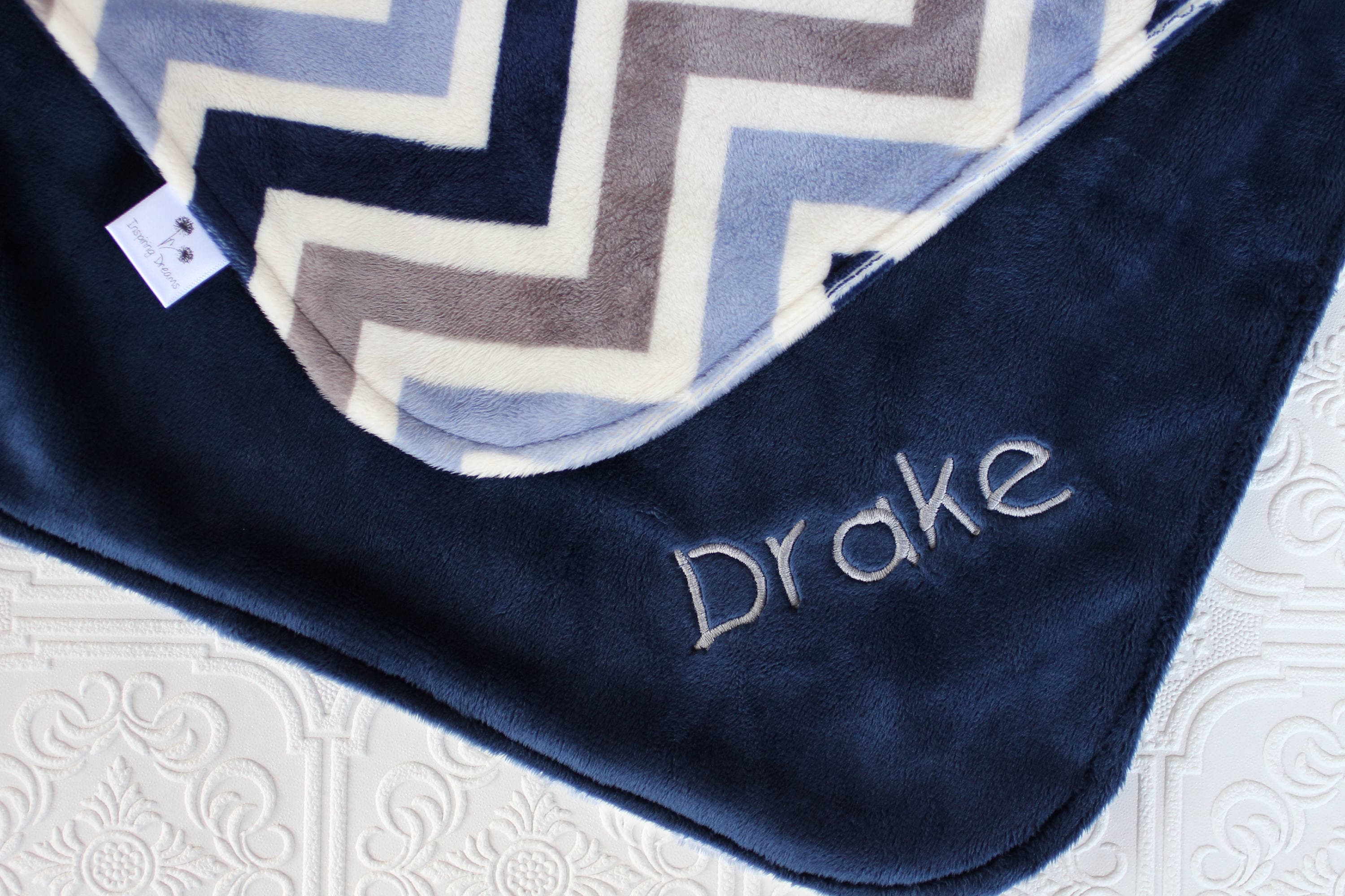 Baby Boy Blanket Personalized Baby Blanket with Name Chevron Etsy