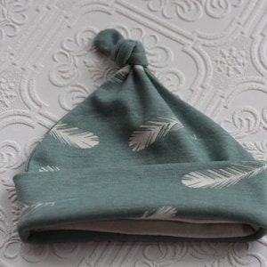 baby hat, organic knot hat, baby knotted hat, baby knot hat, knotted hat, feather baby hat, organic cotton baby hat, newborn hat image 1