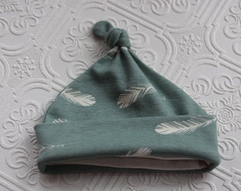 baby hat, organic knot hat, baby knotted hat, baby knot hat, knotted hat, feather baby hat, organic cotton baby hat, newborn hat