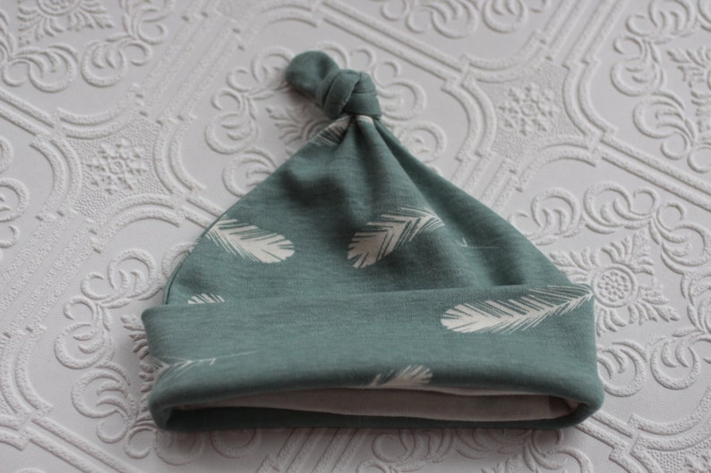 baby hat, organic knot hat, baby knotted hat, baby knot hat, knotted hat, feather baby hat, organic cotton baby hat, newborn hat image 1