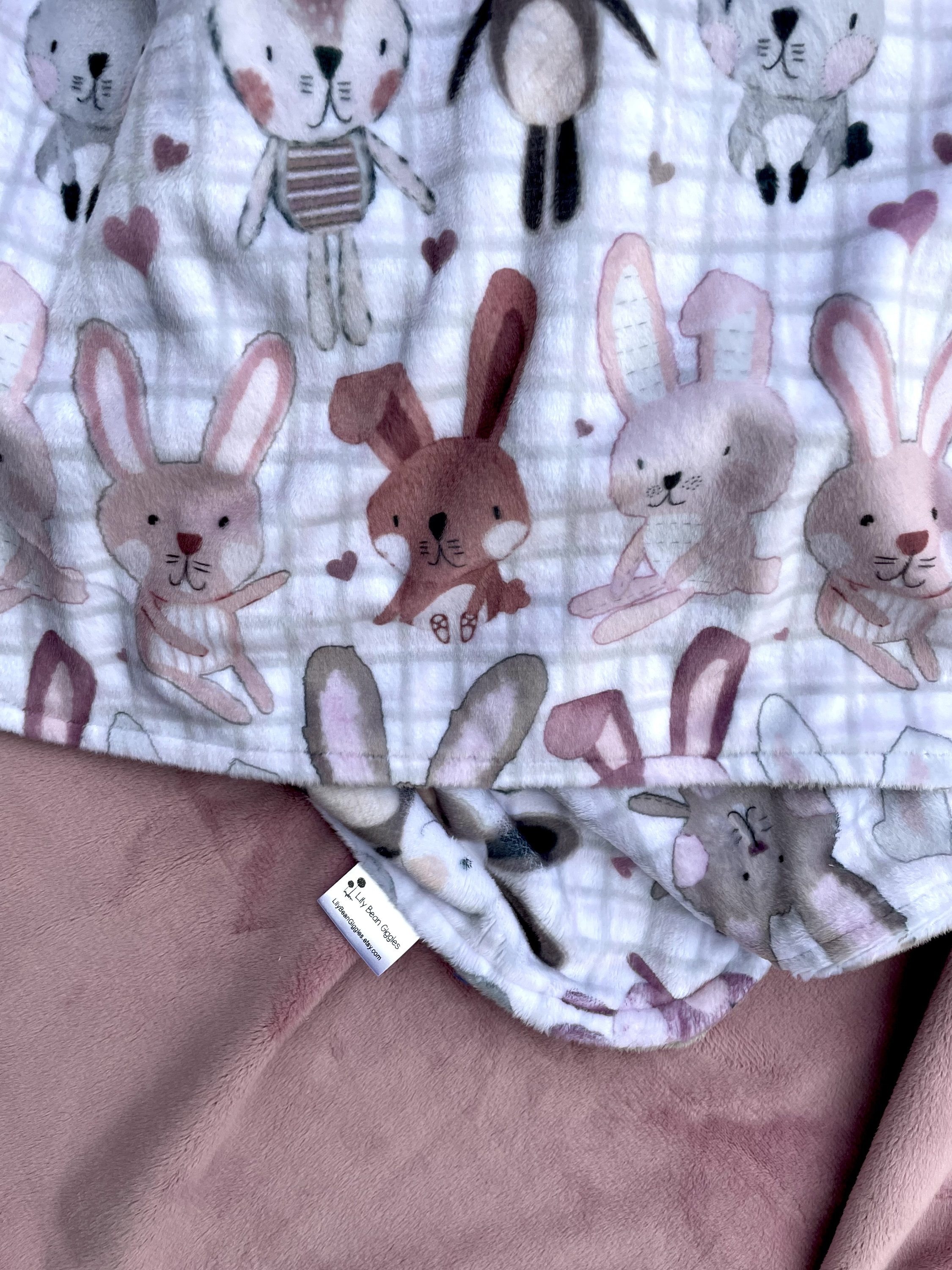 Personalized Baby Blanket With Name - Custom Rabbit Print Girls Blanket, 30"x40" Soft Polyester Gift
