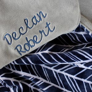 Baby Blankets,  Personalized Baby Blanket with Name, Navy Herringbone Baby Blanket, Personalized Baby Blanket, Minky Blanket, Baby Gift