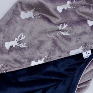 Personalized Baby Boy Blanket with Name, Gray Deer Minky Baby Blanket, Personalized Baby Blanket, Woodland Animals Minky Blanket, Baby Gift