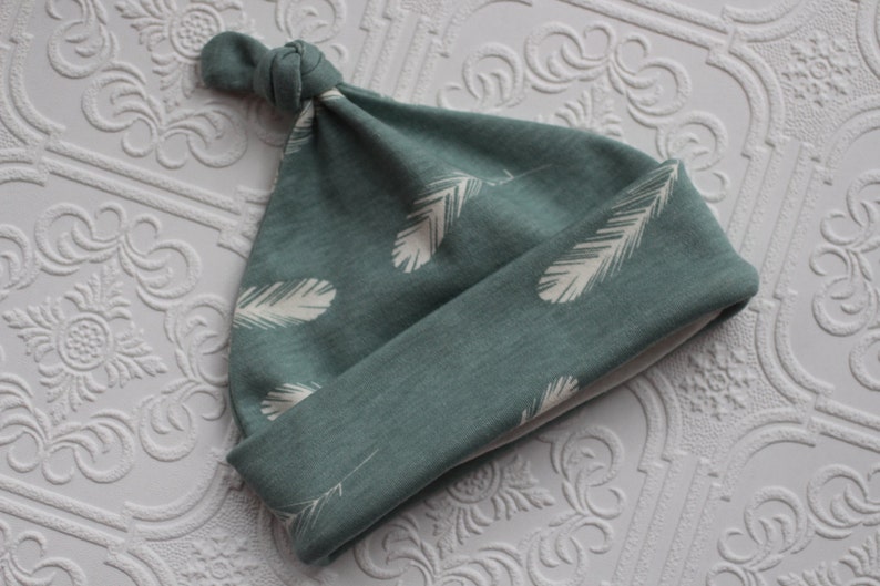 baby hat, organic knot hat, baby knotted hat, baby knot hat, knotted hat, feather baby hat, organic cotton baby hat, newborn hat image 5