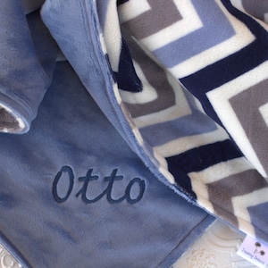 Personalized Baby Boy Blanket, Baby Boy Blanket, Newborn Blanket, Blue Chevron Minky Blanket, Baby Blanket, Stroller Blanket, Baby Shower