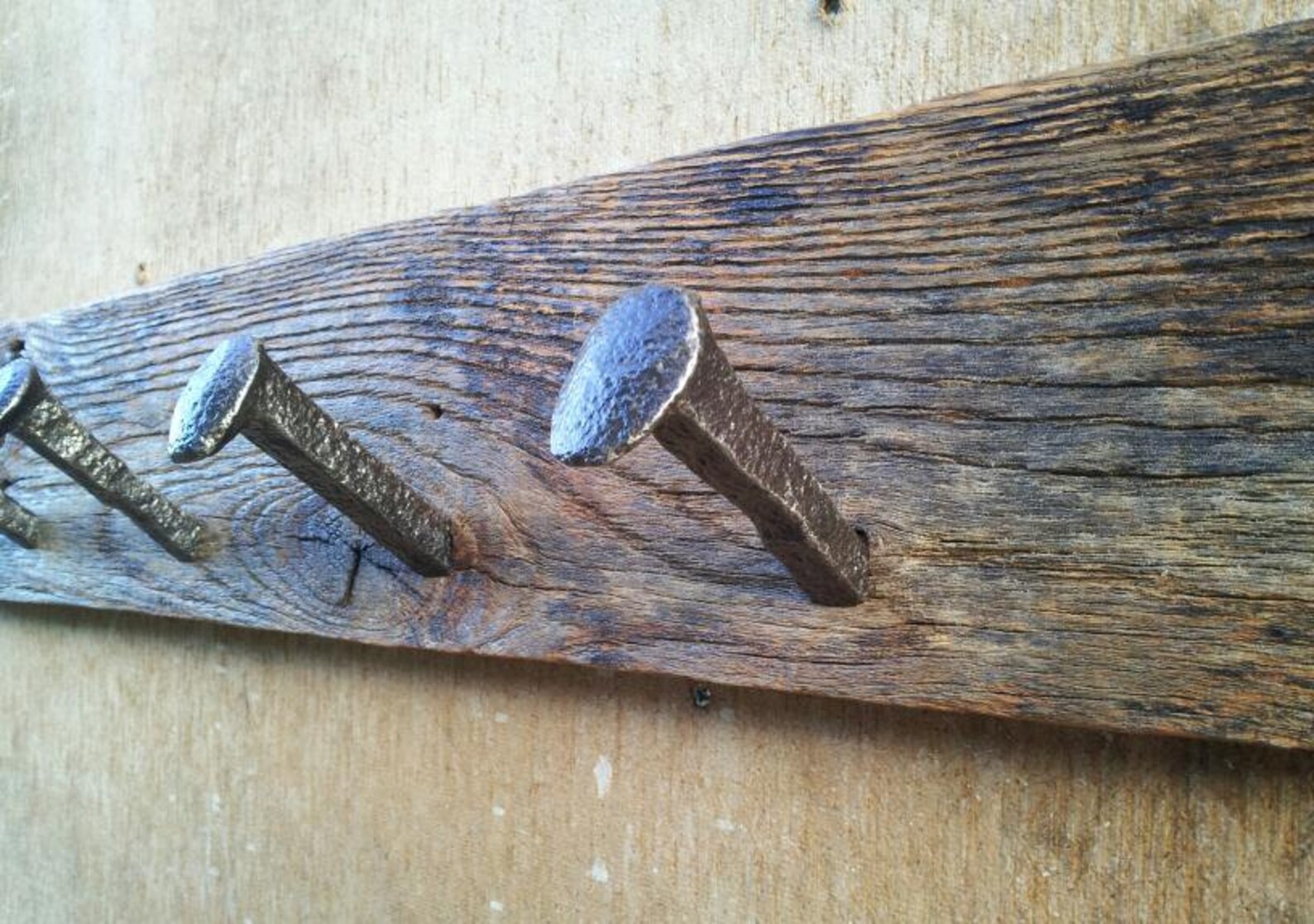 Railroad spike barn wood wall mount coat rack Etsy