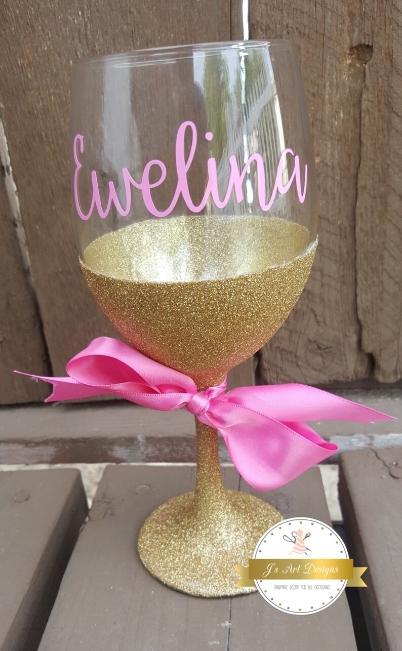 Glitter Dipped Wine Glass Personalized wine glass Glitter Etsy