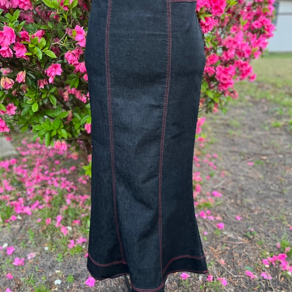 Mermaid Denim Black and Red Skirt  Size 10 skirt