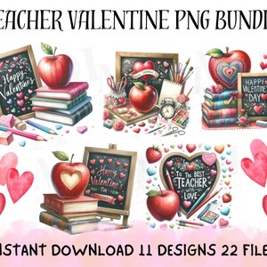 Lehrer Valentine PNG Bundle für Sublimation, Valentines Lehrer PNG Bundle, Klassenzimmer Valentine Bundle, Lehrer Shirt Valentine PNG