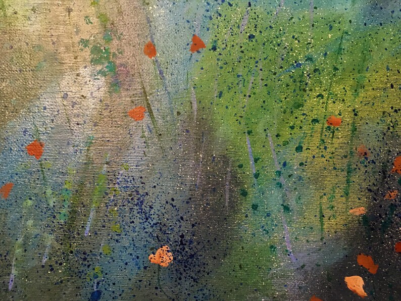 SPRING ABSTRACT Original 12 x 12 canvas renewal of fertility in Spring blue and green Earthly productivity Free Shipping