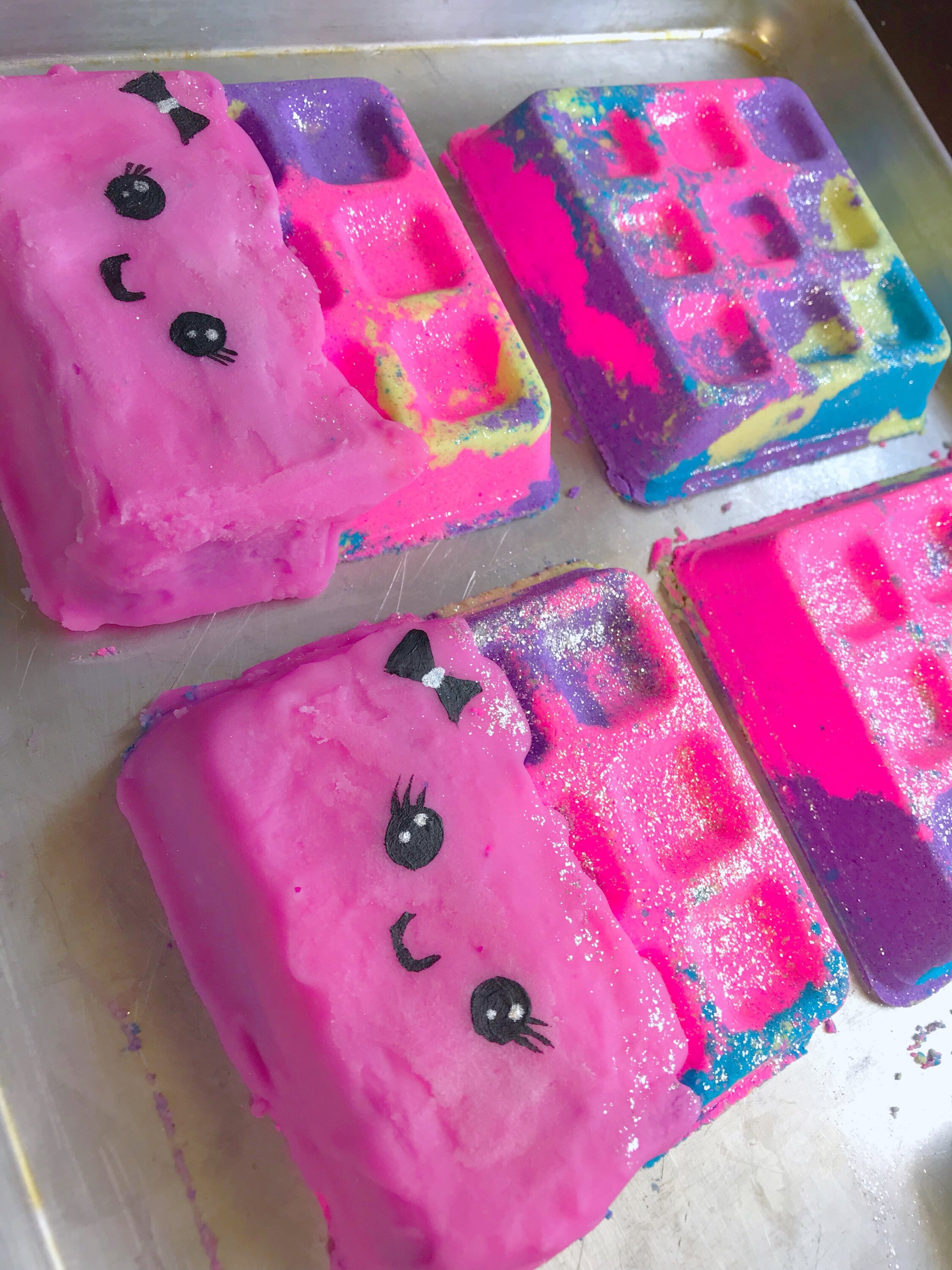 Waffle Bath Bomb Kawaii theme rainbow bath bomb unicorn | Etsy
