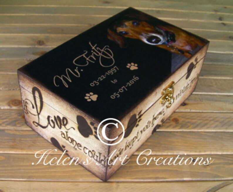 Pet Memorial Box Pet Keepsake Box Dog Urn Wood Urn Etsy