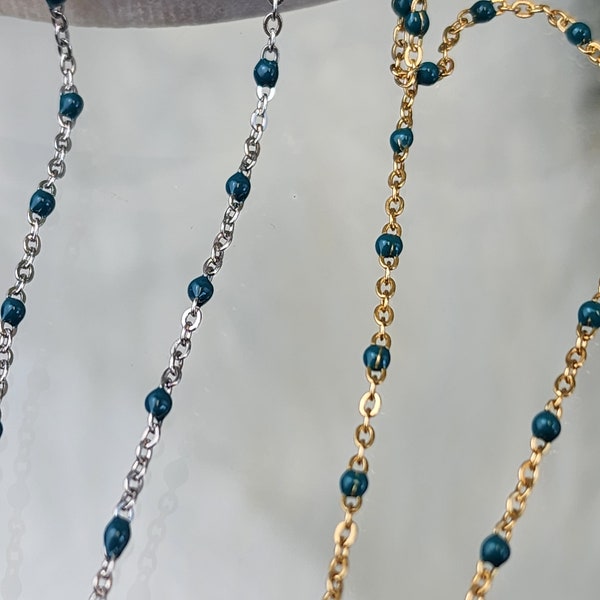 Green  Enamel Chain | multicolor bulk chain | chain for permanent jewelry Supply wholesale bead and cable