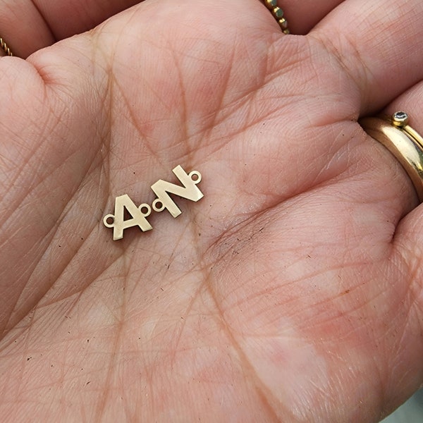 14k gold filled Initial letter connector - permanent jewelry word charm - sterling silver for making friendship bracelets, block font