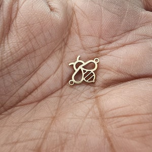 Gold Filled Bee Connector: Sterling Silver or Solid Gold Charm (7mm)