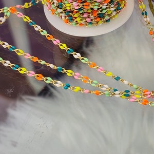 Pastel Rainbow Enamel Chain: Permanent Jewelry Supply