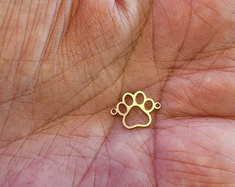 Gold Filled Paw Print Connector: Permanent Jewelry Charm
