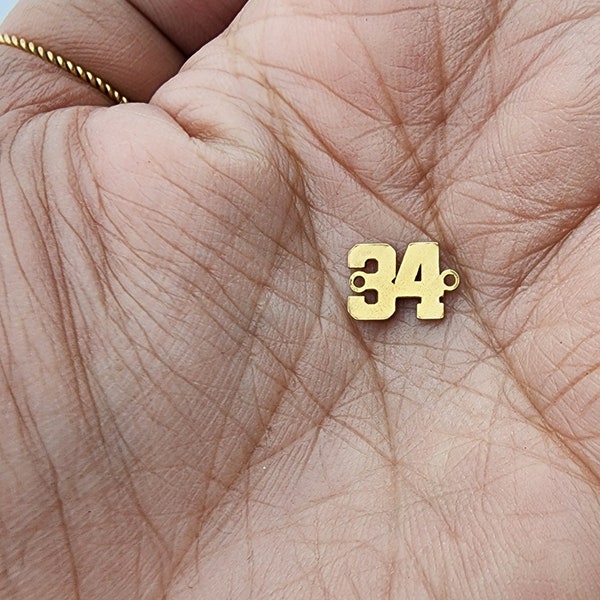 Gold filled football player number for permanet jewelry Supply, number connector, dyi, bulk, wholesale supplies for jewelry, Team