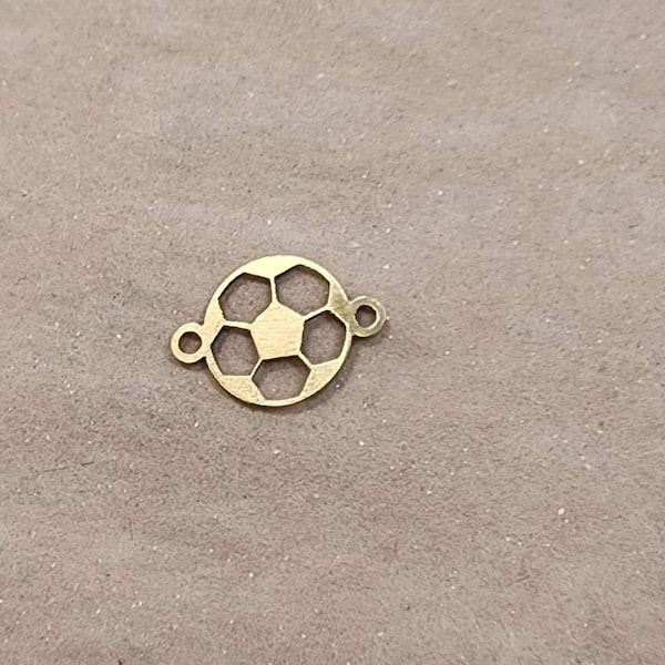 gold filled soccer ball connector - 7 mm tall. permanent jewelry word connectors- sports connectors charms - tres carmela
