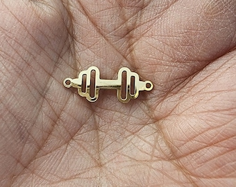 gold filled free weights connector - sterling silver charm - 7 mm tall -permanent jewelry connectors- supplies, wholesale, bulk, gym