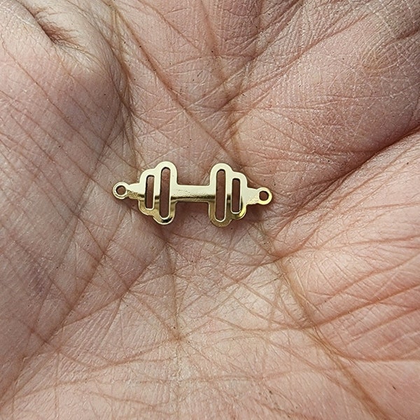 gold filled free weights connector - sterling silver charm - 7 mm tall -permanent jewelry connectors- supplies, wholesale, bulk, gym