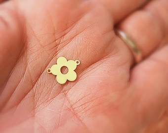 Gold Filled Flower Connector: Sterling Silver or Solid Gold Charm (10mm)