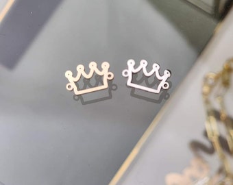 Gold Filled Crown Connector: Sterling Silver Charm Pendant (7mm)