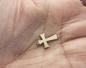 Gold Filled Cross Connector: Sterling Silver or Solid Gold Charm (10mm)