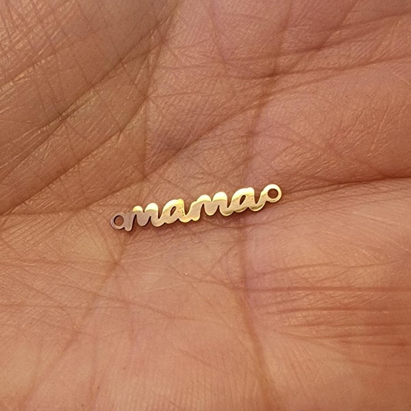 gold filled mini mama connector - tiny small mama charm - permanent jewelry word connectors- supplies, wholesale, bulk infinity jewelry