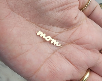 gold filled mom connector - mom charm in chain connector for permanet jewelry - Supply, bulk, supplies, charm bar
