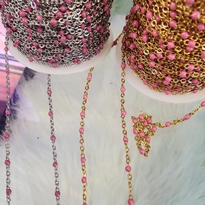 Pretty Pink Enamel Chain multicolor bulk chain chain for permanent jewelry Supply wholesale bead and cable gold or silver