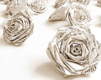 Book Paper Roses Flower Wall Backdrop Vintage Home Decor Wall Art Wedding Table Decor (Pack of 12)