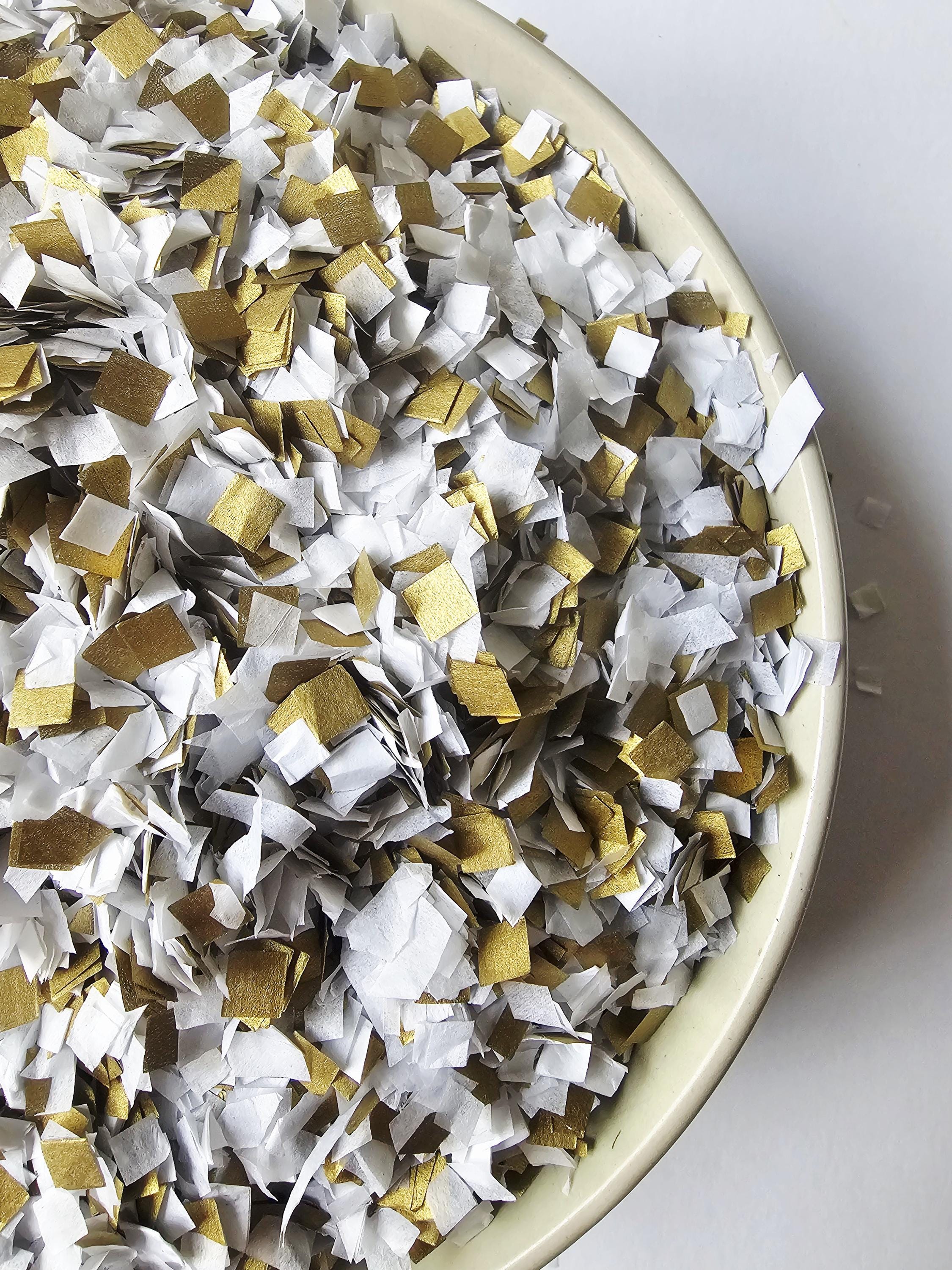 White & Gold Confetti Mix Biodegradable Compostable Eco-friendly Tissue ...