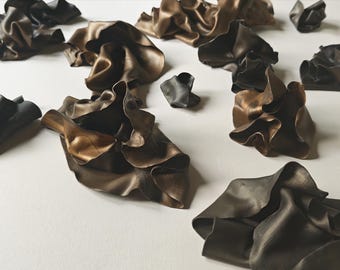 Antique Brass Effect | Handmade Clay Wall Art Sculpture | Organic Repeating Form Wall Decor