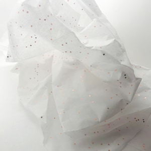 Carta velina bianca con glitter oro rosa scintillanti, confezione regalo, 30x20" / 750 x 500 mm